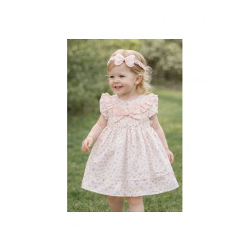 Rochie bebe fetite cu bentita - rochita roz eleganta cu fundita