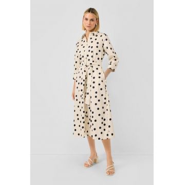 Rochie-camasa cu model buline - Negru - Crem -