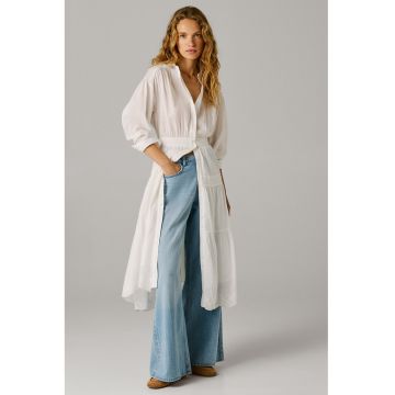 Rochie-camasa midi din bumbac - Alb