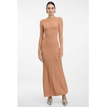 Rochie cambrata tricotata - Caramel