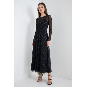 Rochie cu buline si aspect 2in1 Sequoia - Negru