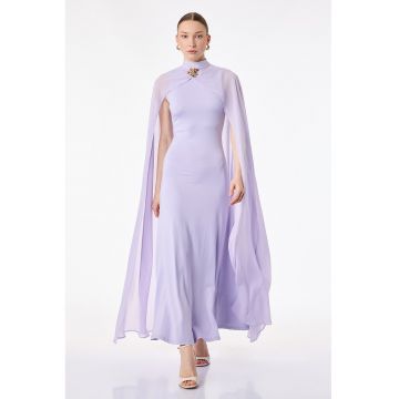 Rochie cu capa si brosa - Lila