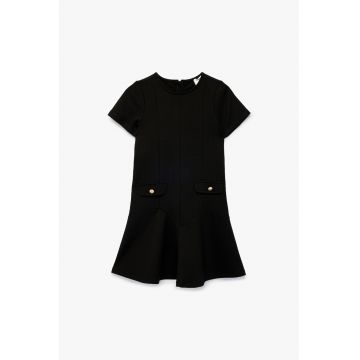 Rochie cu clape decorative - Negru