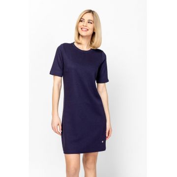 Rochie cu croiala dreapta si model uni Velje - Bleumarin