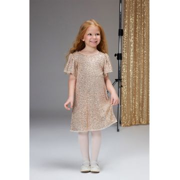 Rochie cu croiala in A si paiete - Auriu