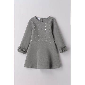 Rochie cu croiala in A si strasuri - Gri