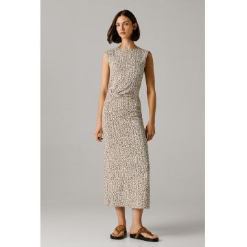 Rochie cu imprimeu floral - fara maneci - Maro inchis/Bej