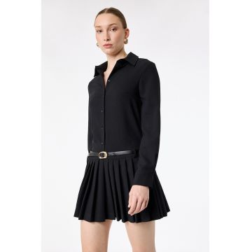 Rochie cu model 2 in 1 - guler si pliuri - Negru