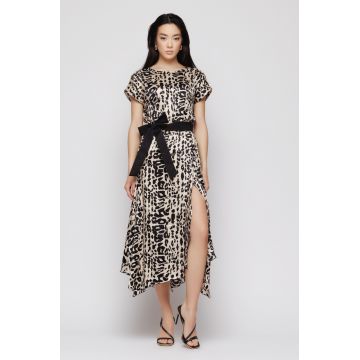 Rochie dama asimetrica cu animal print