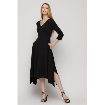 Rochie dama semiclos asimetrica cu decolteu V