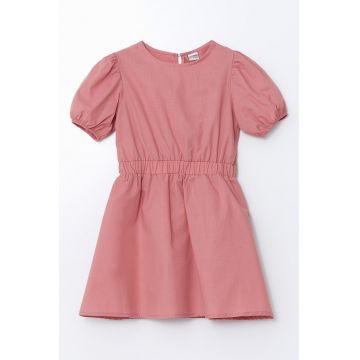 Rochie de bumbac cu talie elastica - Coral