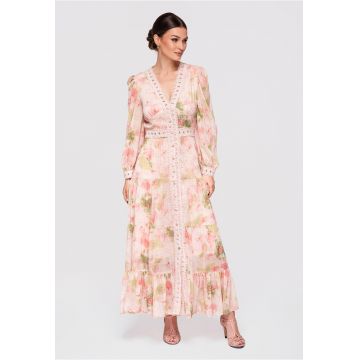 Rochie de cocktail maxi  LA-OM-DLR298 - Roz