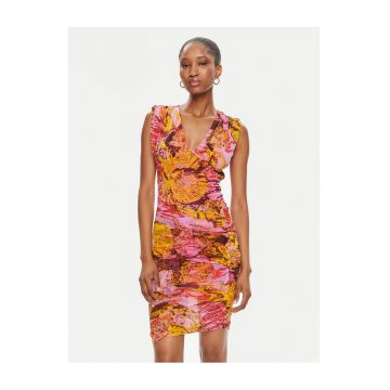 Rochie de cocktail  multicolor - roz - fabrica de calitate