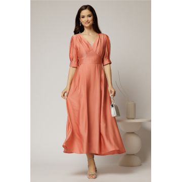 Rochie de ocazie roz piersica lunga de ocazie