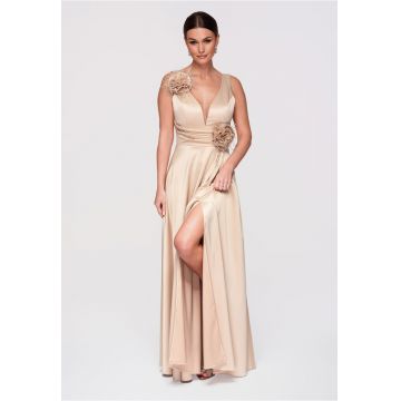 Rochie de seara maxi  LA-OM-DLR269 - Auriu
