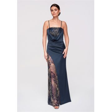 Rochie de seara maxi  LA-OM-DLR291 - Albastru inchis