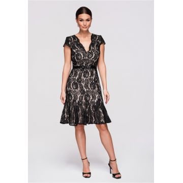 Rochie de seara midi  LA-OM-DLR294 - Negru