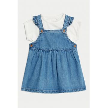 Rochie din denim cu aspect 2-in-1 - Albastru inchis/Alb optic