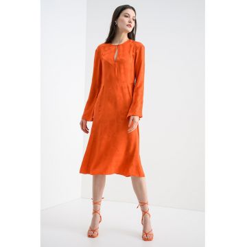 Rochie din matase cu model paisley Randon - Portocaliu mandarina