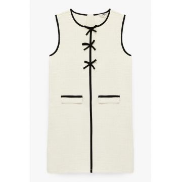 Rochie dreapta cu detalii contrastante - Negru/Crem