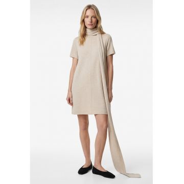 Rochie elastica cu guler scurt - Bej