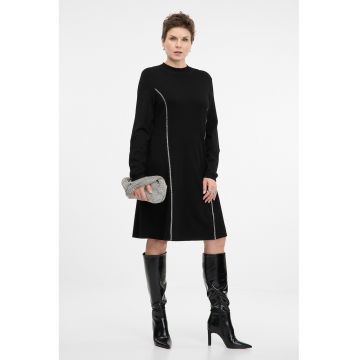 Rochie evazata cu cristale - Negru