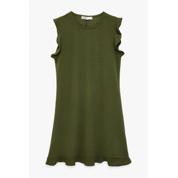 Rochie evazata cu maneci scurte - Verde masliniu inchis