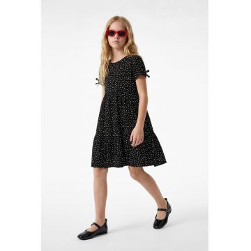 Rochie evazata cu model buline - Alb/Negru