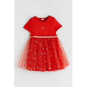 Rochie evazata cu tul - Rosu