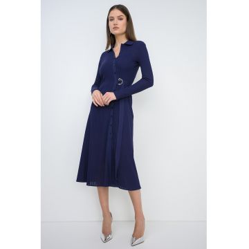 Rochie evazata din tricot fit Getito - Bleumarin