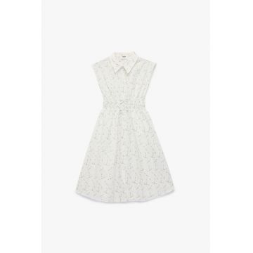 Rochie evazata fara maneci - Alb/Maro