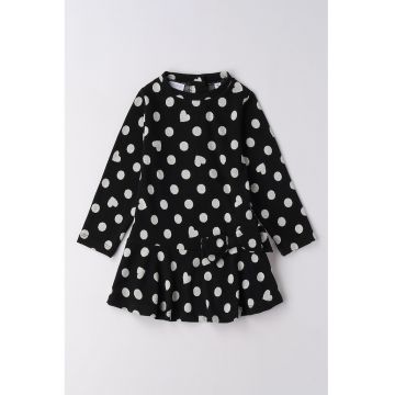 Rochie evazata tricotata - Alb/Negru