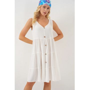 Rochie fara maneci - alb - Alb