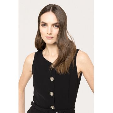 Rochie fara maneci cu terminatie plisata - Negru