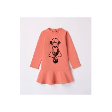 Rochie fete cu imprimeu bradut 4.7566 - bumbac - Portocaliu