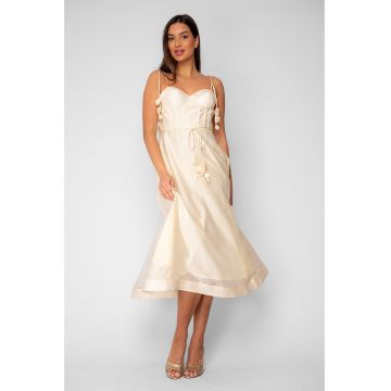 Rochie lunga cu bretele Beige 20904 - Bej