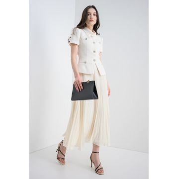 Rochie lunga cu corset din tuid - Crem