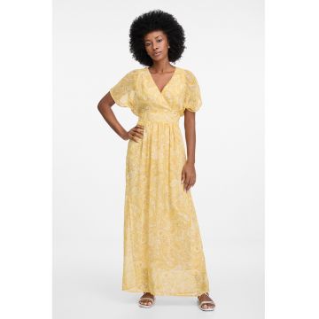 Rochie maxi cu imprimeu paisley - Alb/Galben