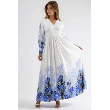 Rochie Maxi dama -  imprimeu floral tropical - multicolor - poliester-bumbac-lycra