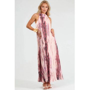 Rochie maxi dama  model abstract texturat - multicolor - poliester