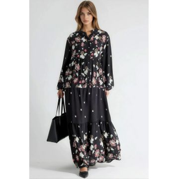 Rochie Maxi -  Decolteu in V - Multicolor