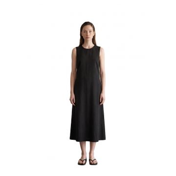 Rochie Maxi -  fara maneci - guler in U - negru - bumbac si in