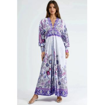 Rochie maxi  floral - violet - poliester