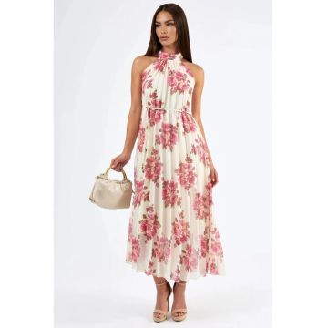 Rochie Maxi  florala - crem natural