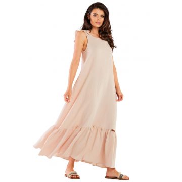 Rochie maxi M262 -  Bumbac/Lycra - Bej