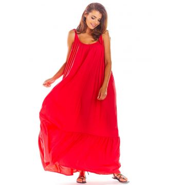 Rochie maxi oversize de vara din viscoza - - Fucsia