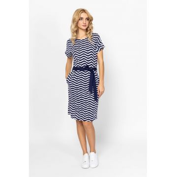 Rochie midi cu croiala dreapta Vinona - Alb/Bleumarin