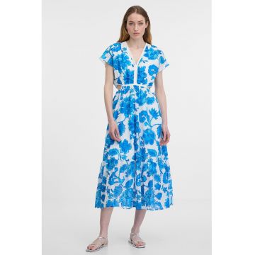 Rochie midi cu decupaje - Alb/Albastru royal