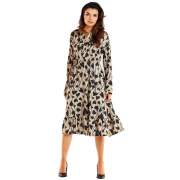 Rochie midi cu maneci lungi - - Multicolor