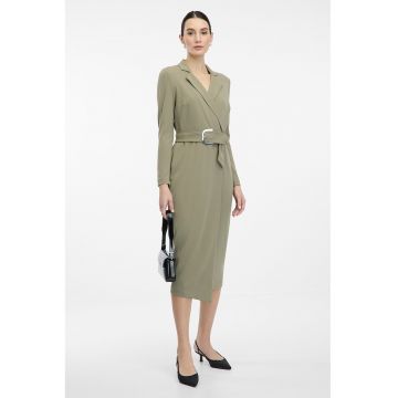 Rochie midi cu revere decupate - Verde sparanghel